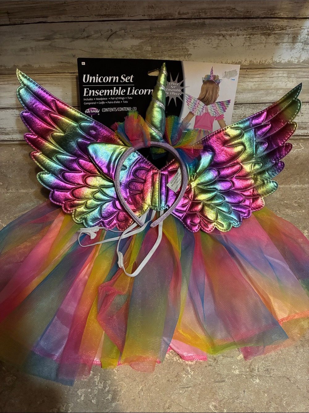 Halloween Unicorn Set Kids Costume - Rainbow Wings, Headpiece & Tutu NWT